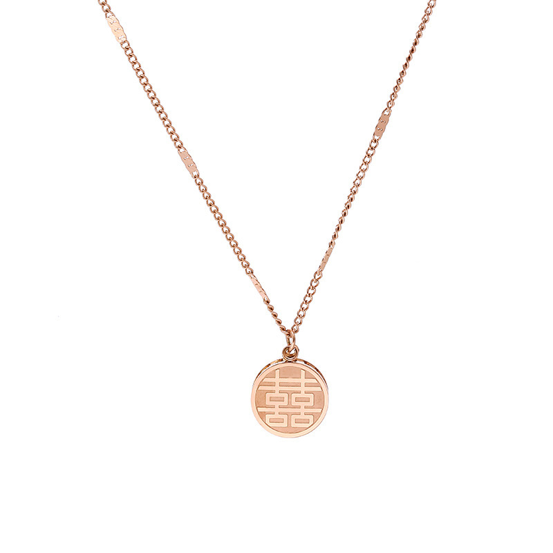 The new Chinese-style Fuxi double-sided titanium steel necklace is a fashionable and versatile accessory for women, a popular collarbone chain, and a high-end and elegant accessory for Internet celebrities Item Picture
