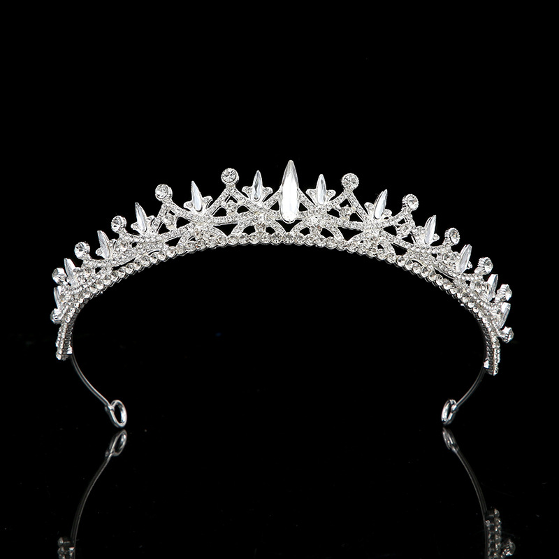 Korean-style forest-themed princess crown hair band, six-pointed star sweet water diamond crown hair accessory, wedding crown wedding hair accessory Specification drawing