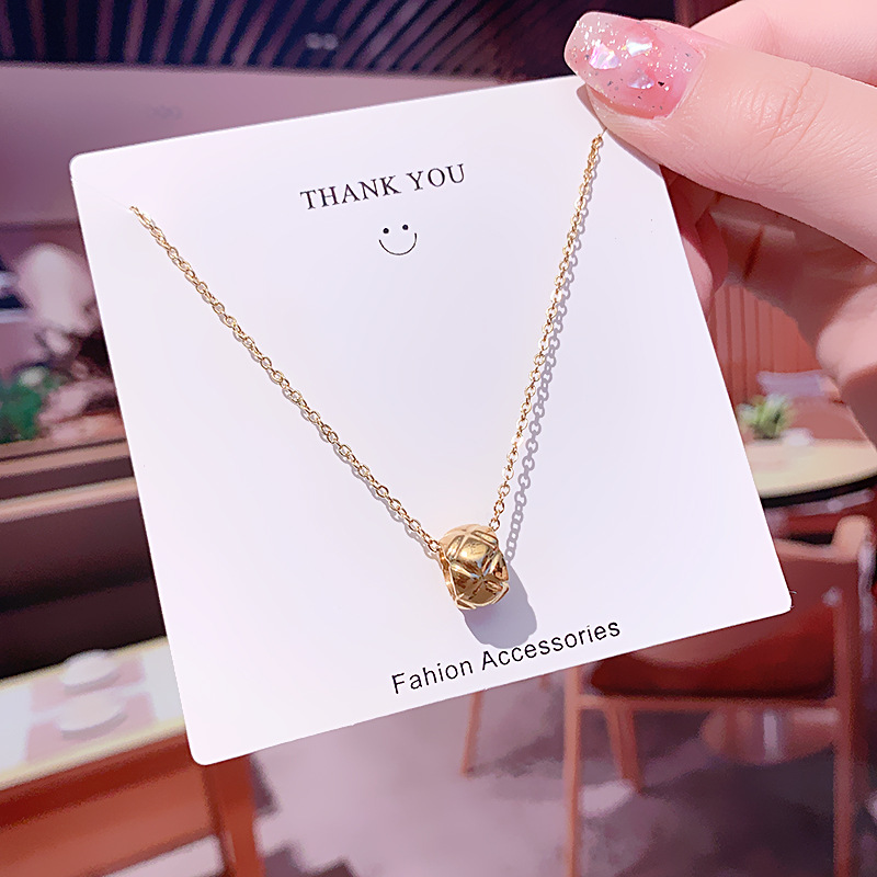 Korean version simple small gold bead necklace, women's real gold electroplated popular collarbone chain, niche and versatile, non-fading necklace accessory details Picture