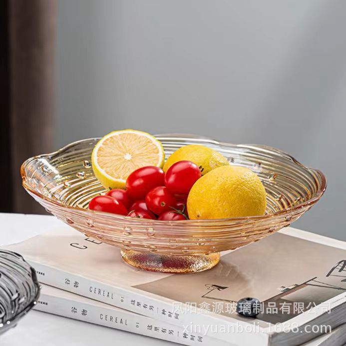 European-style glass fruit platter, modern high appearance level, household fruit platter, glass high-end dessert platter, gift for opening details Picture