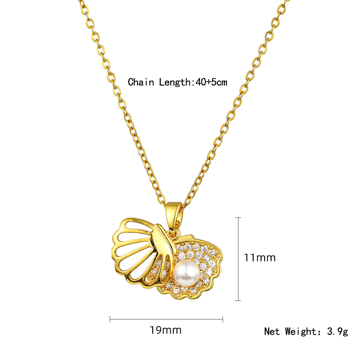 Xiaohongshu's best-selling pearl and shell necklace with zircon inlaid for women, a light luxury collarbone chain and elegant accessory Item Picture
