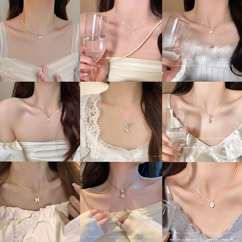 The same niche design as Xiaohongshu, versatile pearl necklace, fashionable and elegant for women, collarbone chain, non-fading sweater neck chain full figure