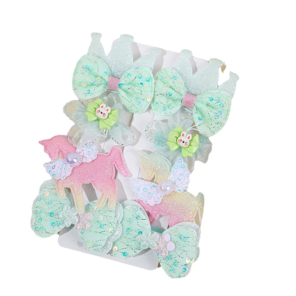 Children's bow flower hair clip headwear, baby fabric lace fringe clip, girls' and princesses' non-damaging hair clip Item Picture