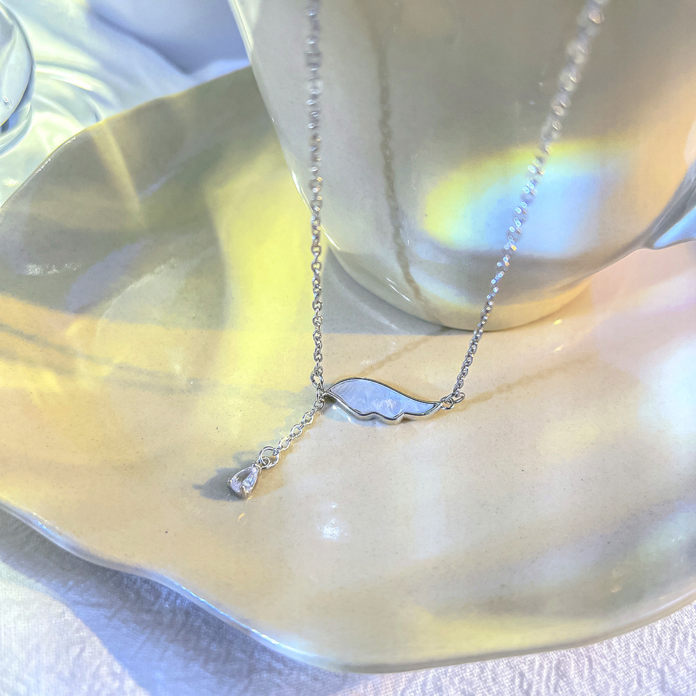Japanese and Korean light luxury titanium steel necklace, women's niche design sense Angel wing pendant, tassel collarbone chain, non-fading accessory Application Scenario