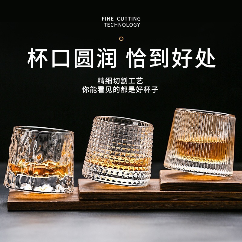 Thickened rotating crystal glass wine glass, Ins-style Nordic whisky glass, creative and personalized foreign wine unbreakable figure glass details Picture