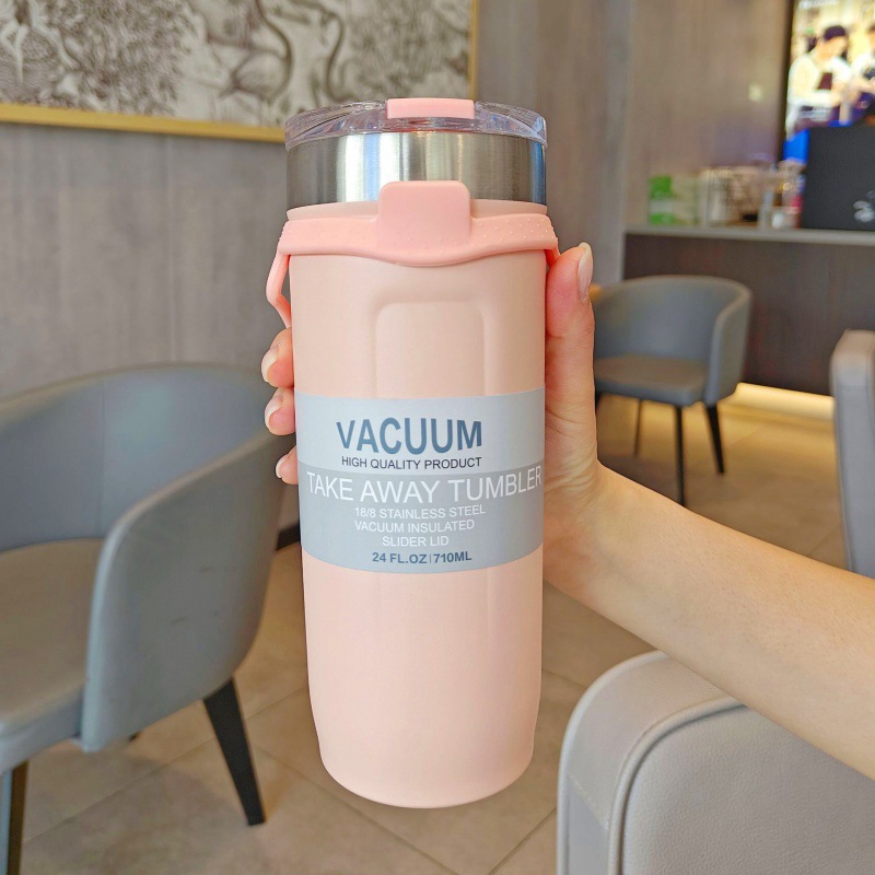 Simple stainless steel water cup for foreign trade, large-capacity coffee cup, portable silicone handle, car ice cup Application Scenario