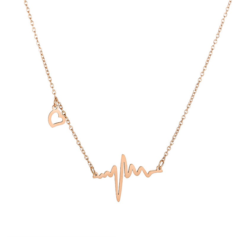 Titanium steel non-fading simple necklace, personalized heart-shaped pendant for women, the feeling of a heartbeat, pendant design for collarbone Item Picture