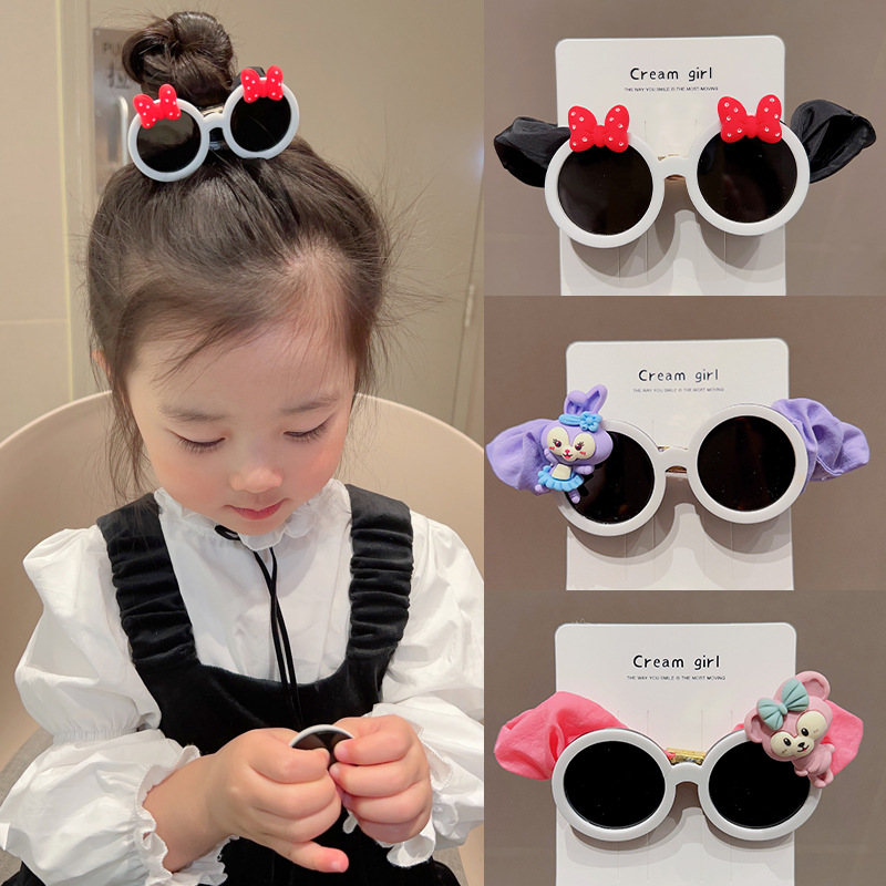 Children's sunglasses, hair bands, glasses, rubber bands, large intestine bands, elegant baby, little girl, no damage to hair bands, high-elastic ponytail hair bands Application Scenario