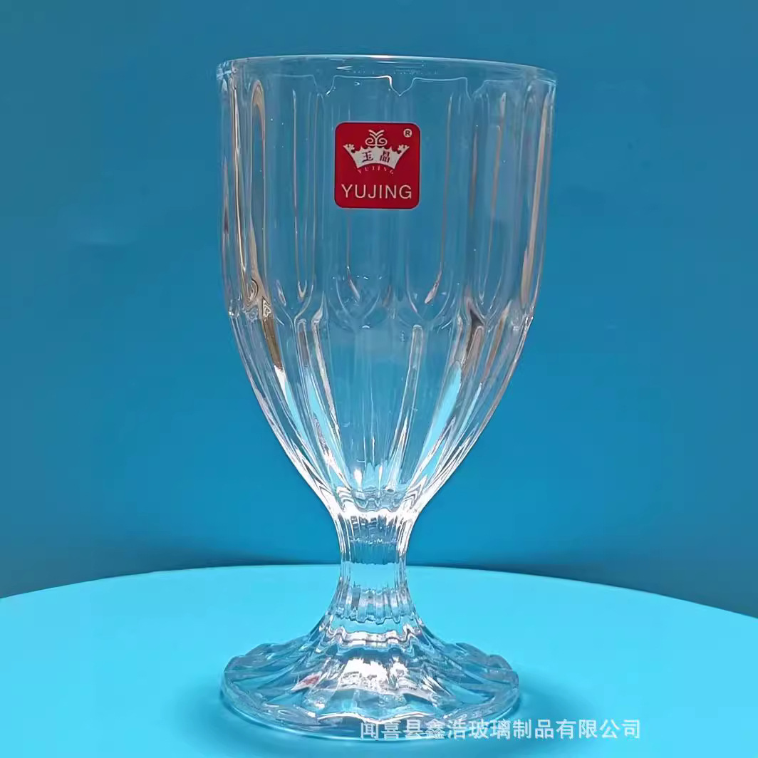 Yujing's new crystal white material striped cup, sword-patterned glass cup, juice cup, beverage cup, highball cup, KTV, hotel and household use full figure