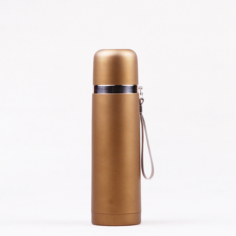 Factory direct sales of bullet-shaped insulated cups, outdoor portable vacuum insulated water cups with straps, creative advertising gift cups details Picture