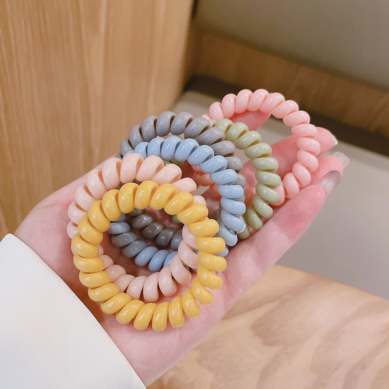 Korean Internet celebrity telephone line hair tie, girl's hair accessory, ponytail, rubber band, seamless hair tie, thick and highly elastic headwear full figure