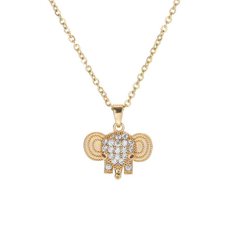 Korean style, light luxury, auspicious little elephant pendant, titanium steel necklace, women's niche design sense, versatile collarbone chain accessory Item Picture