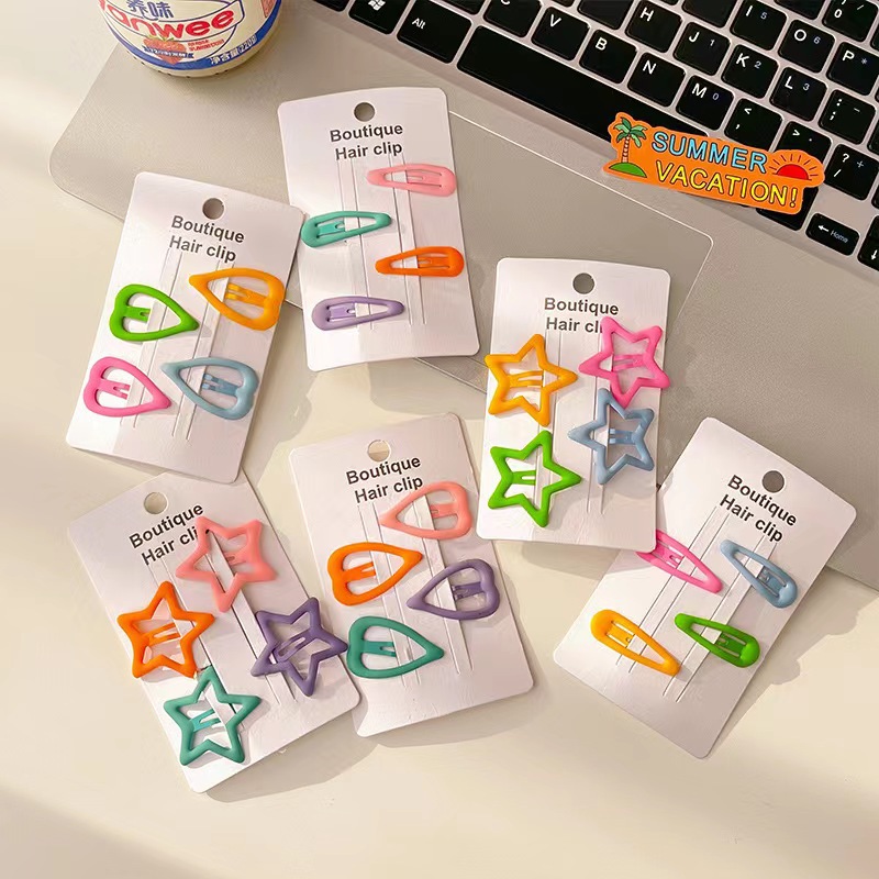 Children's hair clips, girls' five-pointed star hair clips, headwear, cute baby bb clips, broken hair, princess heart hair accessories Application Scenario