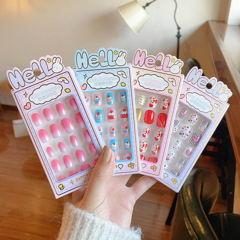 Children's nail art patches, girls' nail art, cute girls' nail art, detachable nail stickers, nail art patches wholesale details Picture