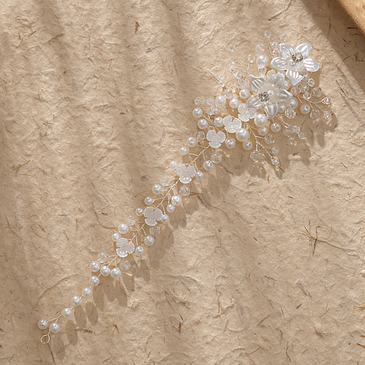 Korean bride accessories, pearl crystal hair bands, wedding updo, headwear, wedding makeup, hair accessories, acrylic flower hair bands Specification drawing