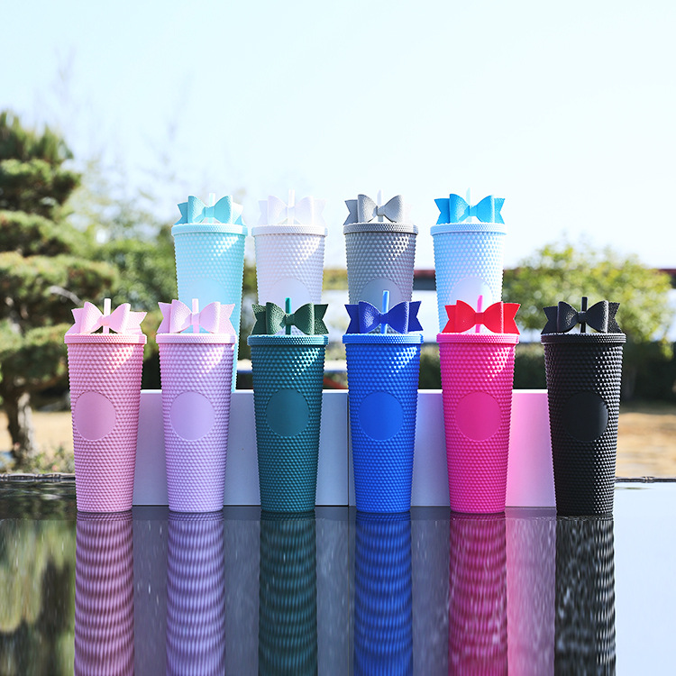 The 2025 new sequined bow durian cup, diamond corn cup and straw cup accessories are creative and of high appearance level Specification drawing