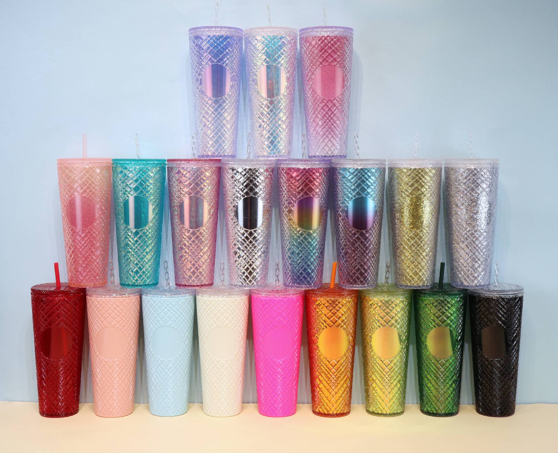 New rattan cup 710ml large-capacity plastic straw cup, cross-border European and American durian cup straw factory wholesale full figure