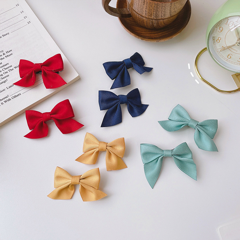 Children's bow hair clips, girls' princess super fairy-like fabric flower clips, girls' broken bangs without damaging hair hairpins Specification drawing