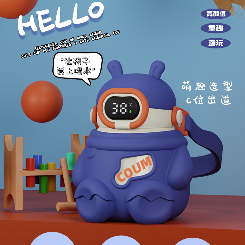 The new high-appearure-level cute children's thermos cup, Momo Rabbit, made of 316 stainless steel and food-grade material, can be carried diagonally and is smart details Picture