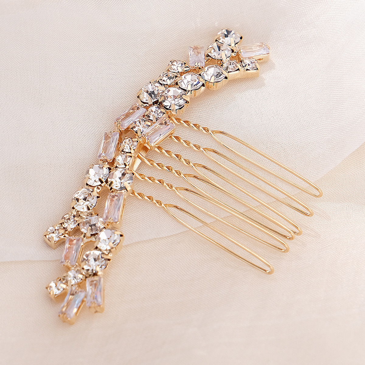 Cross-border new bride headwear, zircon hair comb, high-end and versatile accessory, daily updo, water diamond zircon comb for women Specification drawing