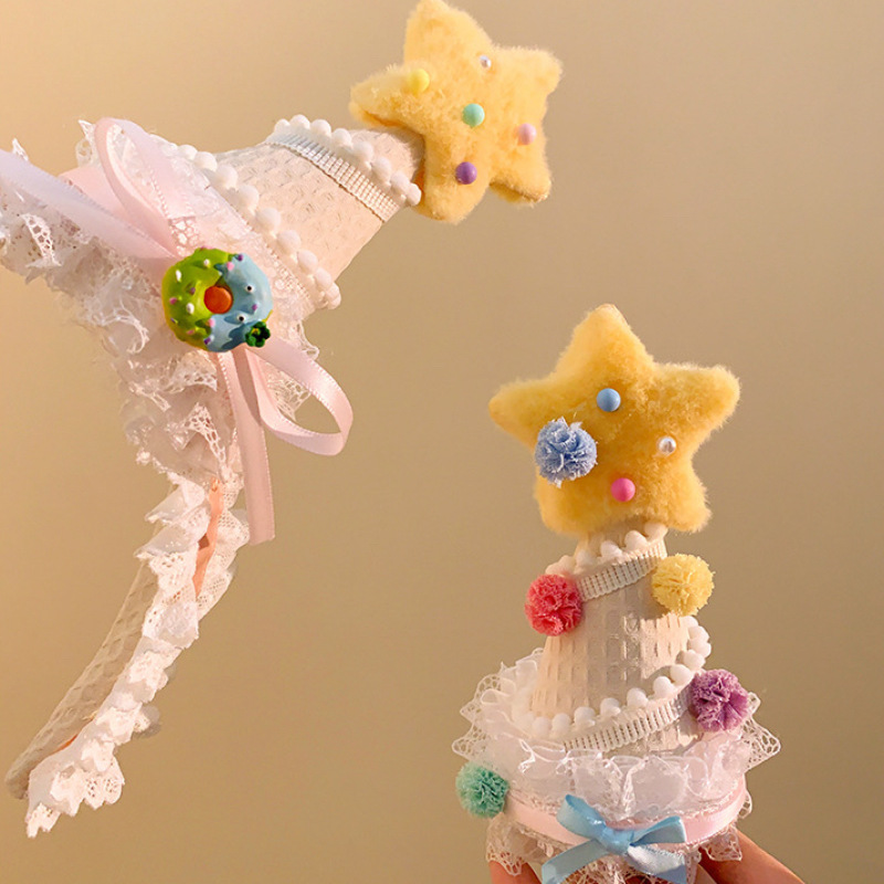Cute star hat headband, birthday party photo headband, Lolita hairpin, hair clip, top clip, hair accessory, head accessory full figure