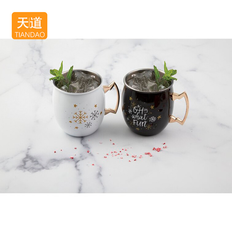 Tian Dao stainless steel cocktail Cup 500ml Moscow Mule Cup Metal Hammer Point copper-plated beer Cold Drink cup Application Scenario
