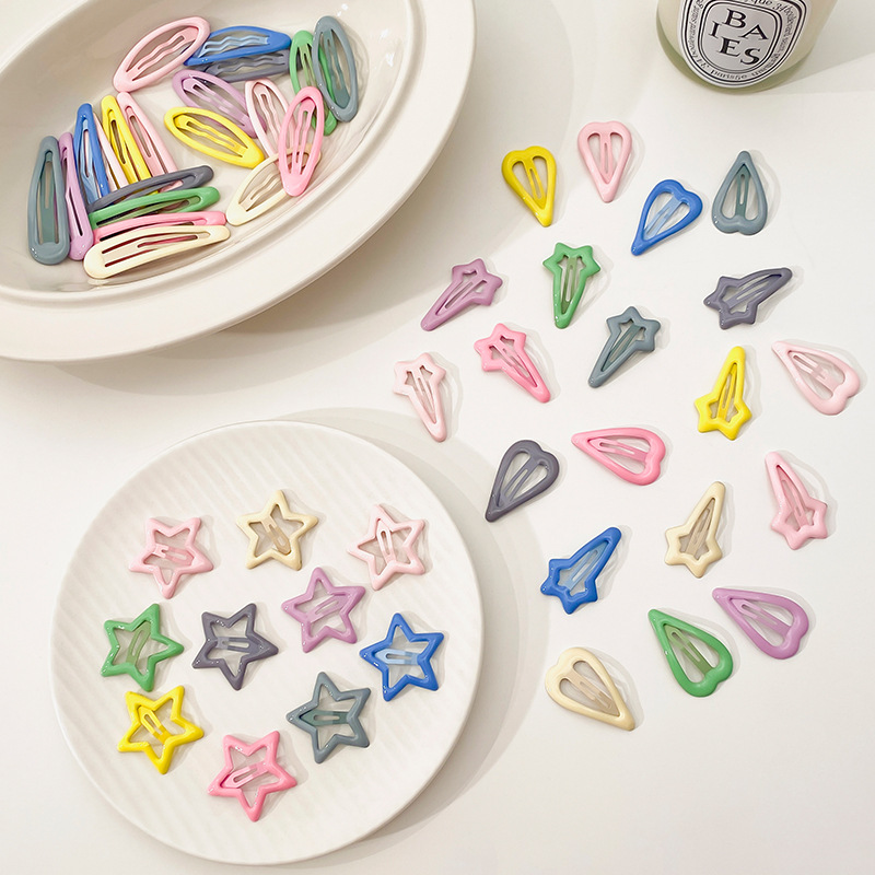 The new five-pointed star water drop children's hairpin headwear, cute girl bangs, broken hair, BB hairpin and baby hairpin details Picture