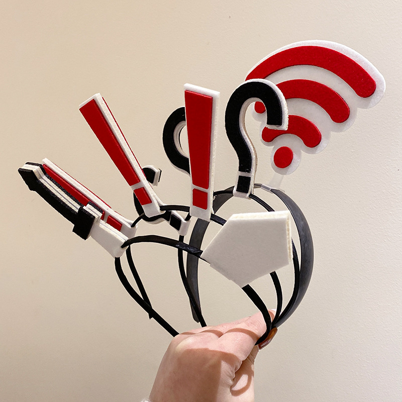 Question mark, exclamation mark, WiFi hairband, creative and funny headband, hairpin, cute female, Korean Internet celebrity, broken hair clip, hair accessory Application Scenario