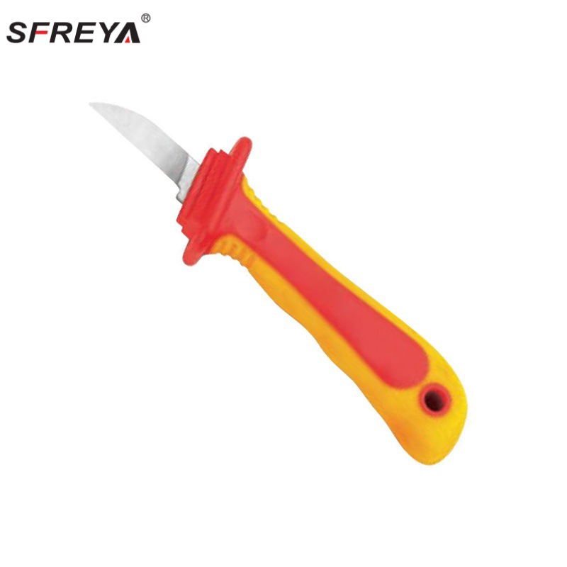 Insulated tool injection molding double-color insulated straight-edge cable knife, VDE insulated cable knife with a withstand voltage of 1000V, insulated knife full figure
