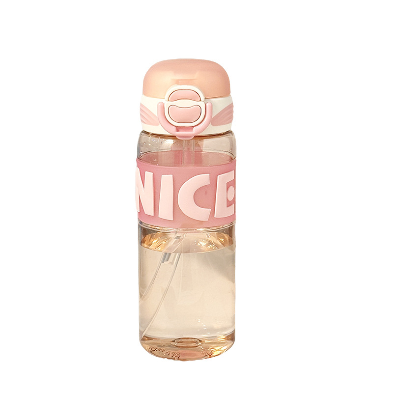 TRitan water cup, high appearance level for girls, portable sports plastic cup for summer students, children's straw cup, double-drinking cup Item Picture