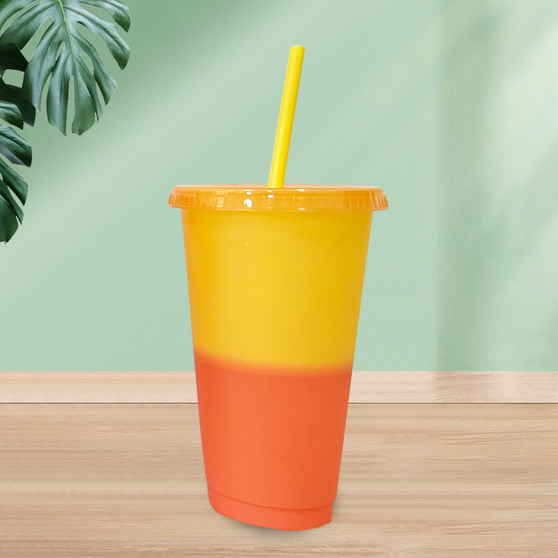 【 Processing and Customization 】 Color-changing cup 710ml temperature-sensing straw Plastic cup, fashionable pp straw water cup manufacturer wholesale Application Scenario