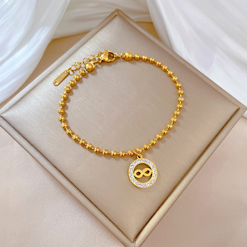 【 All-titanium Steel 】 Dongdaemun Personalized round Bead 8-shaped ring bracelet, a retro birthday gift for a female Internet celebrity and best friend Application Scenario