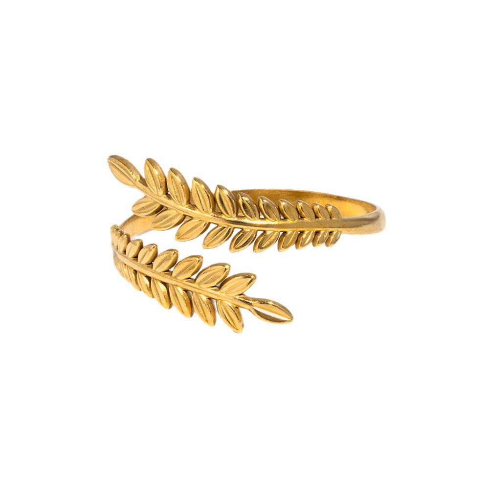 New leaf-shaped stainless steel open bracelet for women, simple and cold style, adjustable wheat ear bracelet, in stock in Yiwu Item Picture