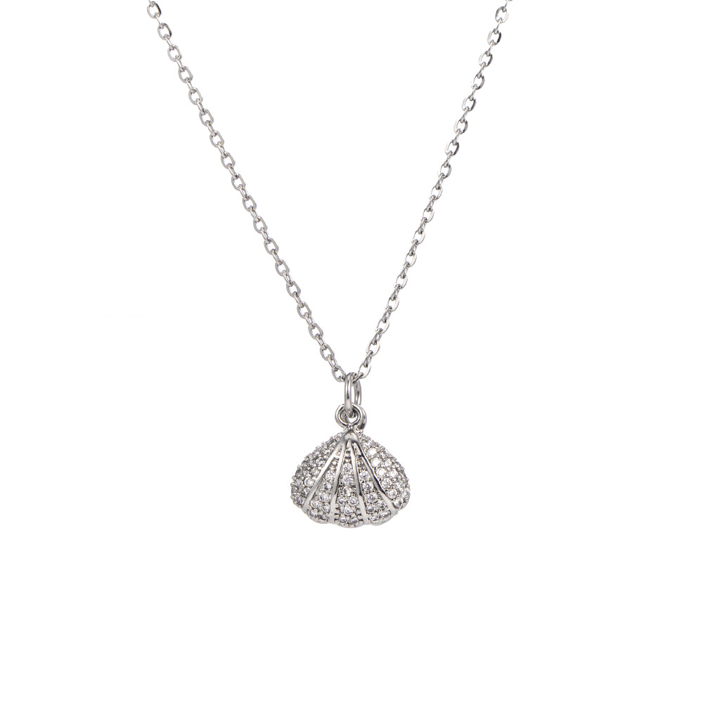 Ins-style Korean version new pearl shell necklace, women's niche design sense, Internet celebrity collarbone chain, simple titanium steel jewelry Item Picture