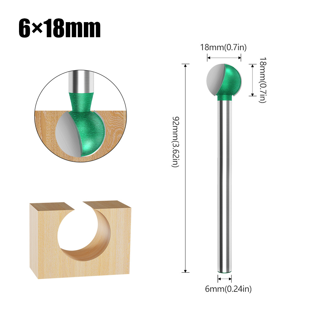 Ball knife, engraving ball knife, wood carving and root carving knife head, woodworking spherical ball knife, 6mm straight handle grinding head undefined