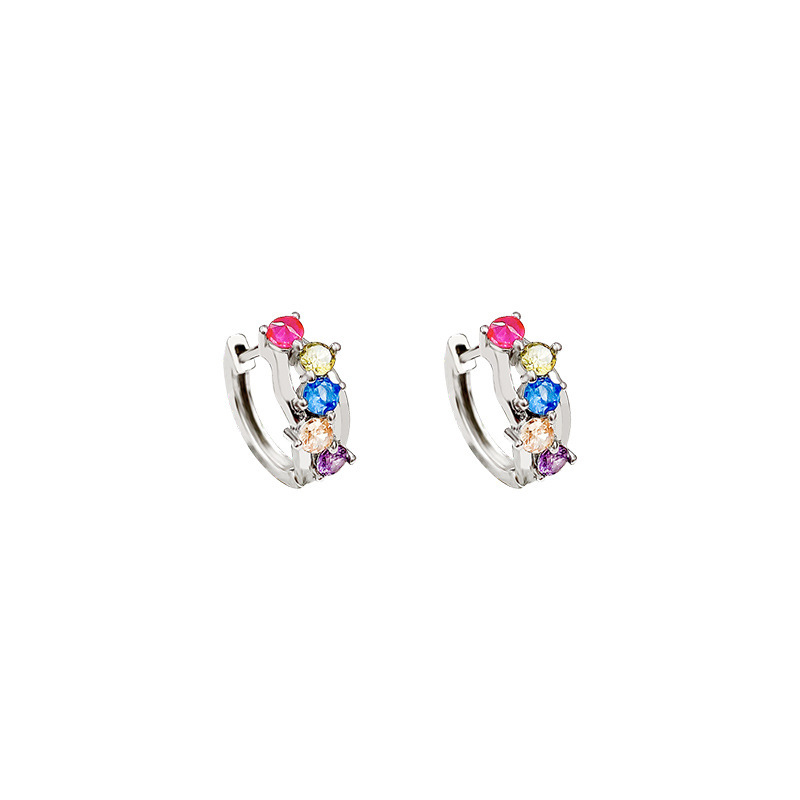 Spicy Girl colorful diamond-encruted ear buckles dopamine simple ins style versatile earrings, women's niche light luxury high-end earrings Item Picture