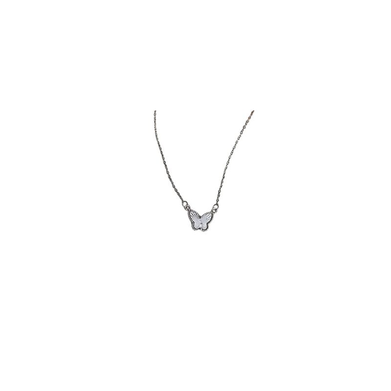 S925 Silver Flower Necklace for Women, simple and versatile for daily use, exquisite cross-cut hollowed-out small flower collarbone chain, sweet and cool style jewelry Item Picture