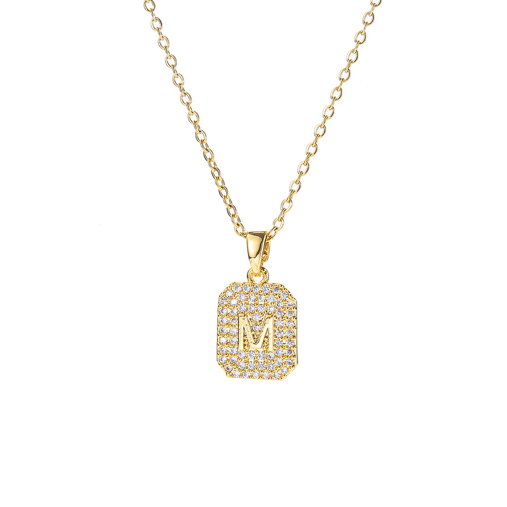 Cross-border best-selling letter M pendant titanium steel necklace for women, exquisite micro-inlaid zircon collarbone chain, high-end accessory wholesale Item Picture