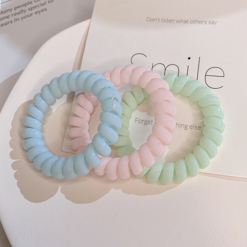 New Korean milkshake color telephone line, green hair band, colorful hair tie, simple hair tie, hair band, basic hair accessory for women Specification drawing