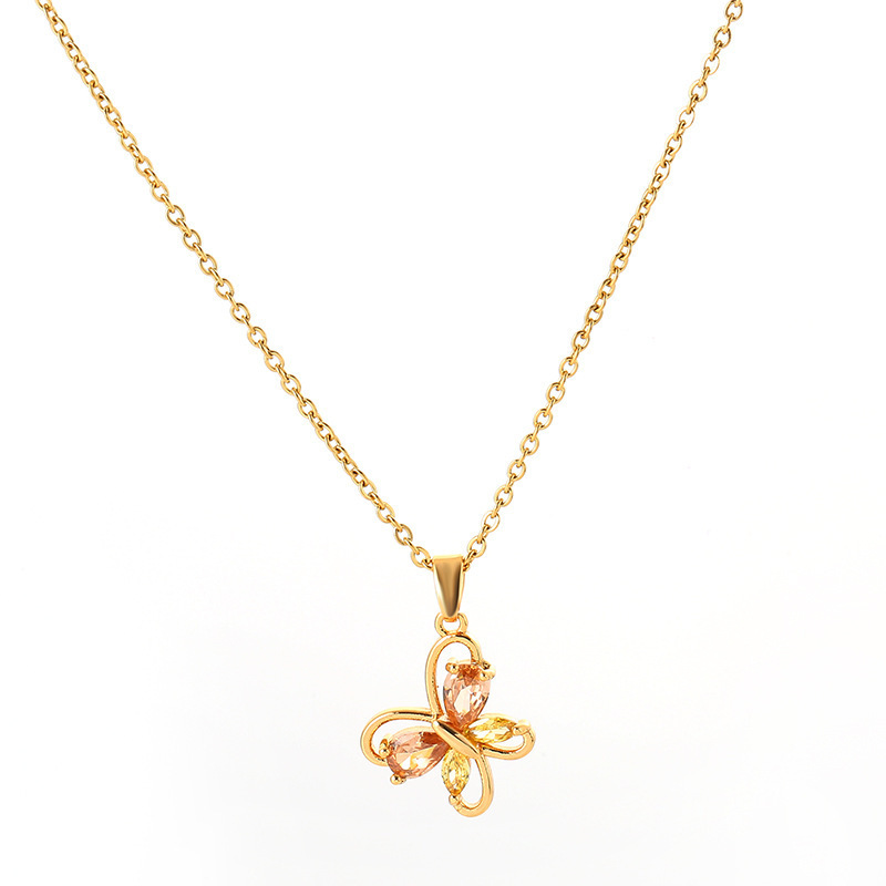 The new Instagram Korean version zircon butterfly necklace is a simple and fashionable female Internet celebrity collarbone chain with a unique and sweet charm Item Picture