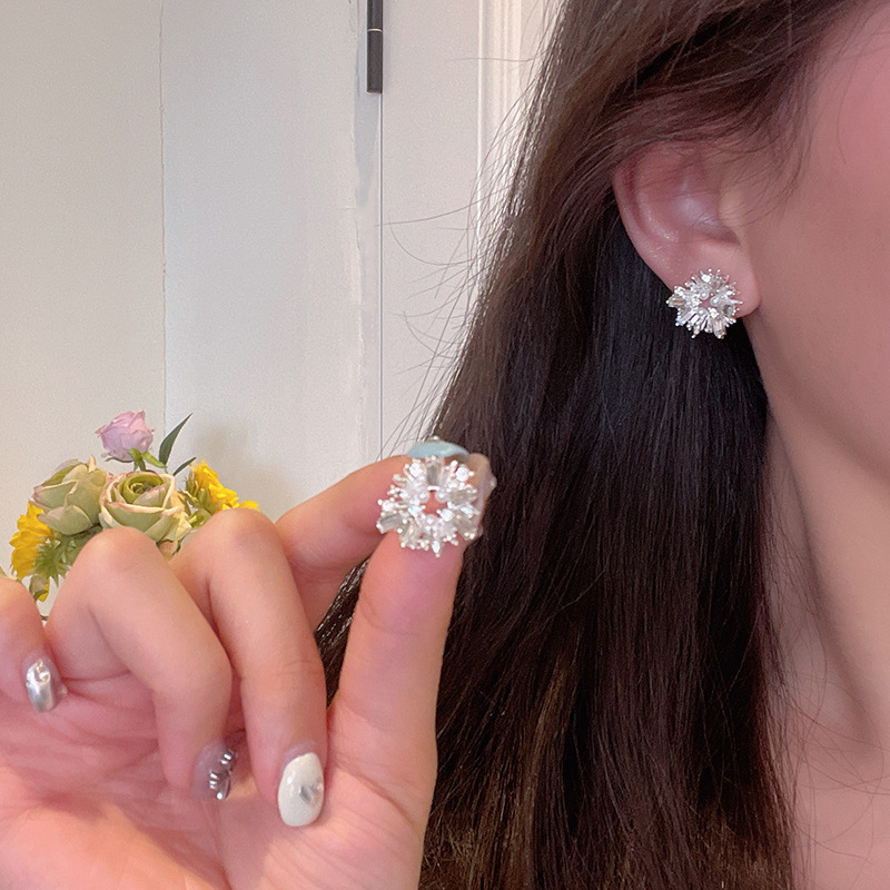 Spring bestsellers: Sunflower pearl Stud earrings, Women's Brilliant Fireworks earrings, 2025 New style ear clips, hole-free earrings details Picture