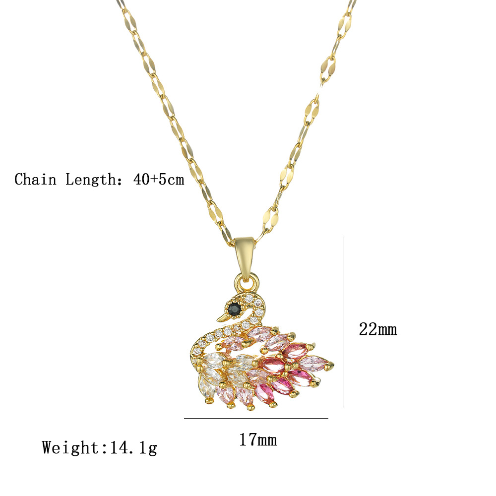 Korean-style light luxury exquisite zircon swan necklace, women's fashion full diamond design sense, Internet celebrity collarbone chain accessory Item Picture