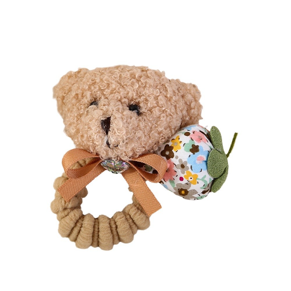 Cute plush rabbit hair tie for children, little bear hair band for girls, high elasticity, baby hair won't hurt, hair tie for girls Item Picture