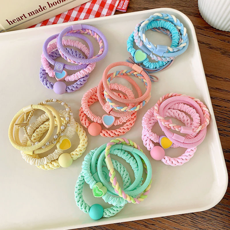 Children's hair bands, Korean style, simple and colorful rubber bands, high appearance level, girls' bun hair, ponytail hair ties, little girls' hair ties details Picture