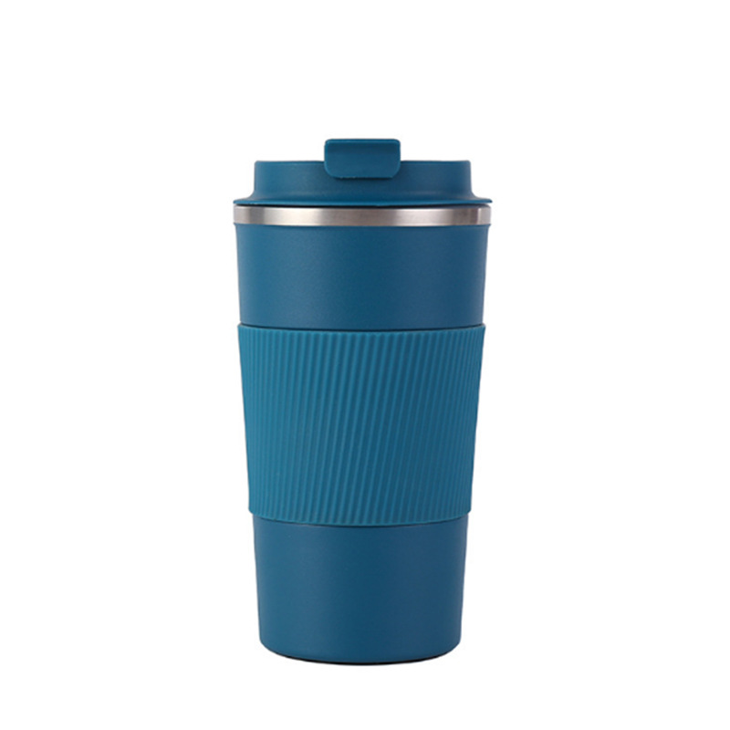 Cross-border business insulated cup, high-end straight commercial coffee vacuum office cup, creative silicone sleeve frosted car cup Item Picture