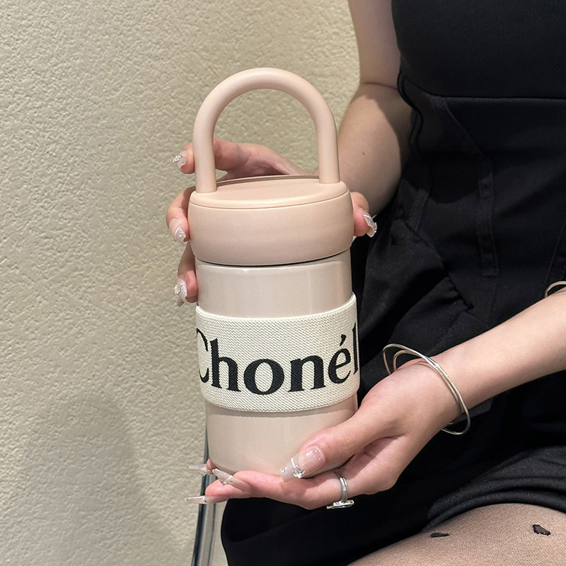 Portable stainless steel high-appearance-level light luxury ins style handle water cup, large-capacity simple direct drinking cup, girls' insulated cup details Picture