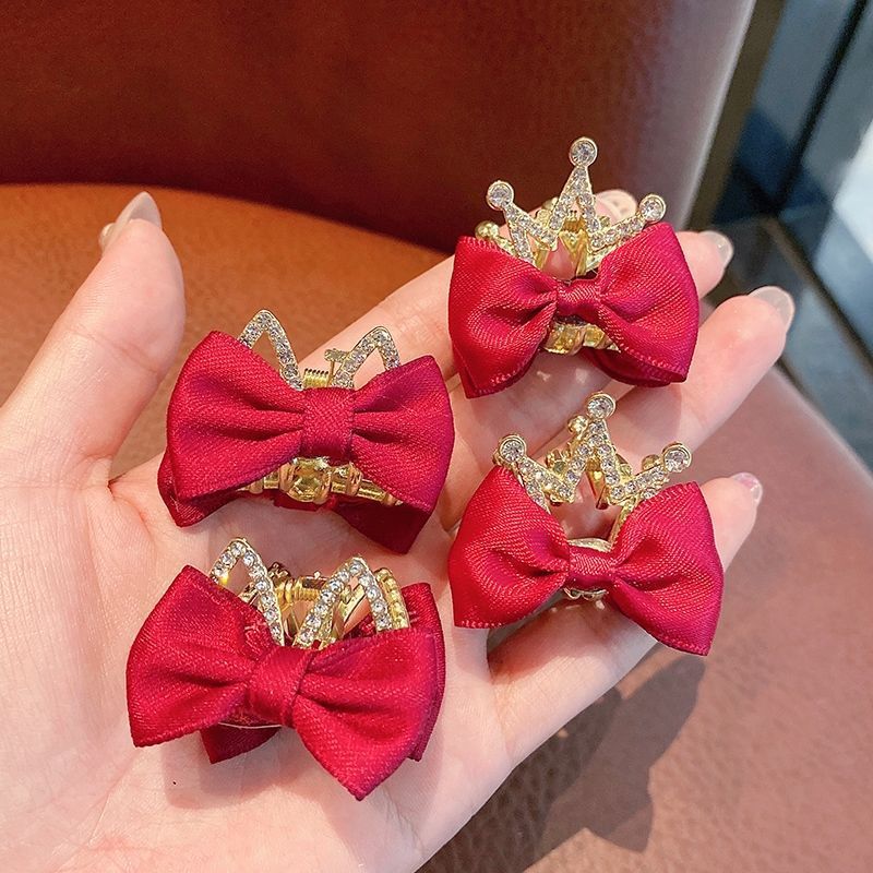 Bangs clips, princess hairpins, hair accessories, headwear, children's cute crown bow, small claw clips, baby girl side clips details Picture