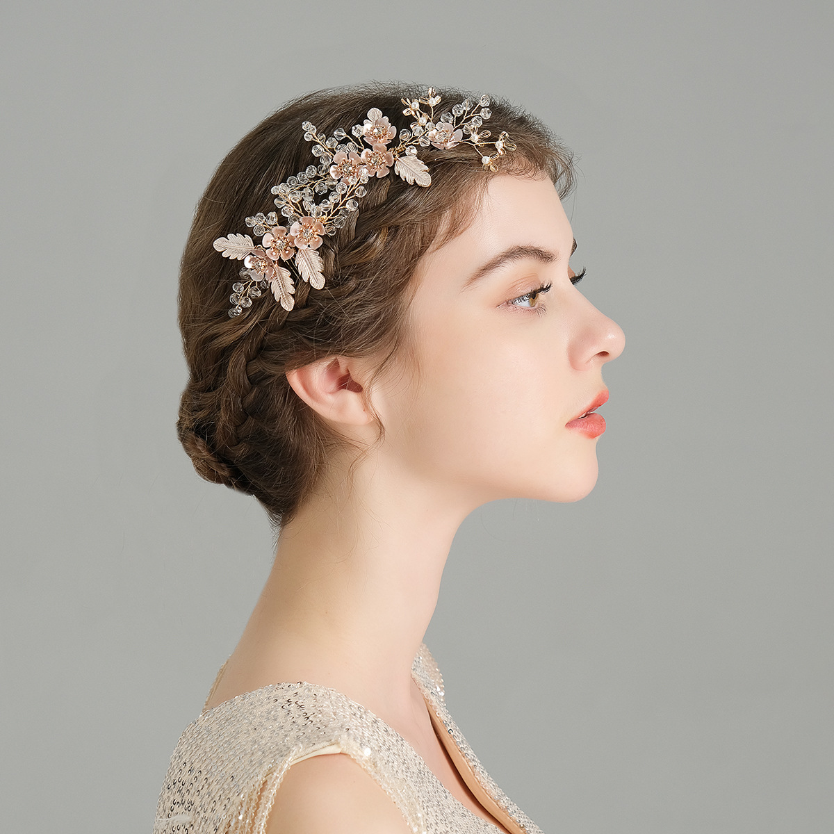 Bridal accessories: Hanfu, ancient-style updo, hairpin, cheongsam, hair accessory set, handcrafted crystal, floral hair comb, pearl pin comb full figure