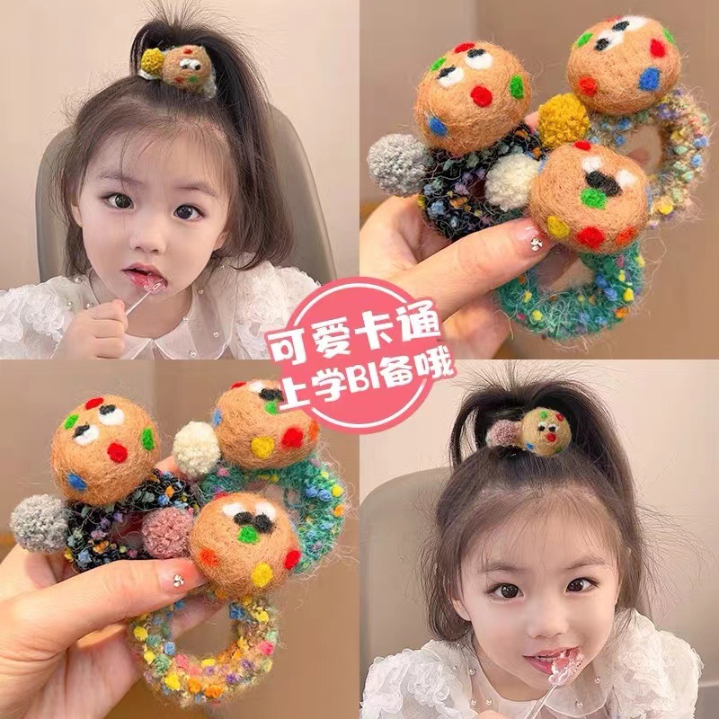 New Japanese-style cute and sweet cookie hair bands, cross-border bestsellers on Instagram, felt pom-pom hair ties, hair accessories full figure