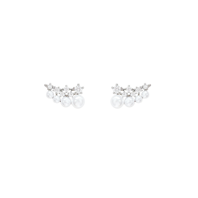 Super sparkle, niche zircon wings, diamond-encrusted pearl stud earrings, women's light luxury, niche design, unique temperament, high-end sense of earrings Item Picture